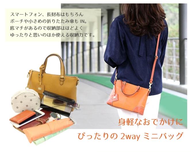 シルキーレザー 2way ミニバッグ 【LIME】