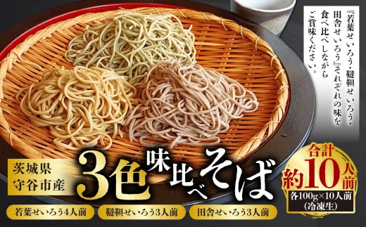 3色 味比べそば各100g×10人前（冷凍生）（若葉せいろう4人前・韃靼せいろう3人前・田舎せいろう3人前） | そば 10人前 10食 セット 麺 麺類 辛汁 冷凍 茨城県 守谷市