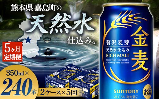 FK7-0080_【5ヶ月定期便】サントリー 金麦 350ml×48缶（2ケース） 熊本県 嘉島町 ビール