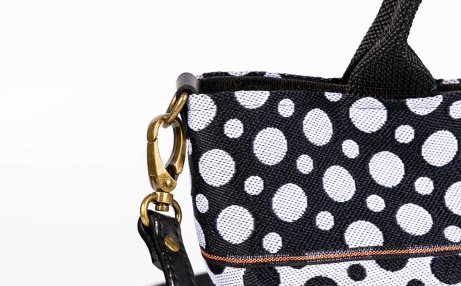 畳縁ドット ショルダーバック (白黒)