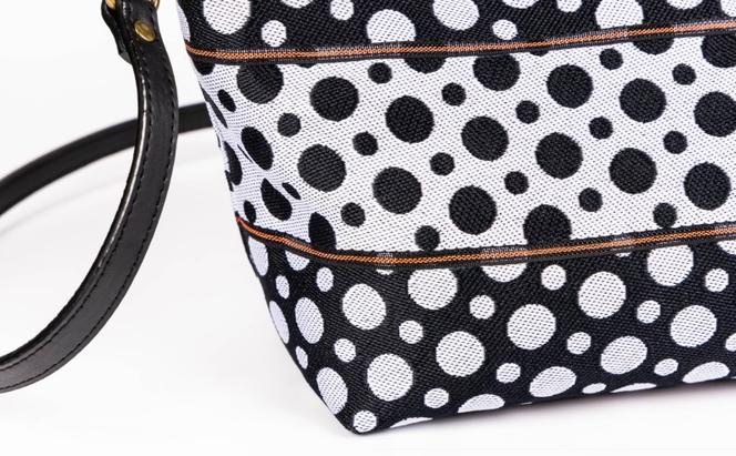 畳縁ドット ショルダーバック (白黒)