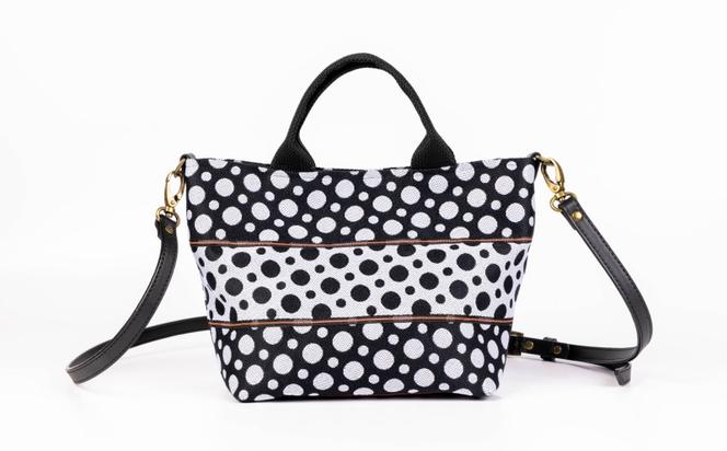 畳縁ドット ショルダーバック (白黒)
