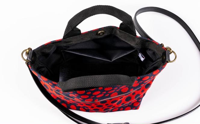 畳縁ドット ショルダーバック (赤濃紺)