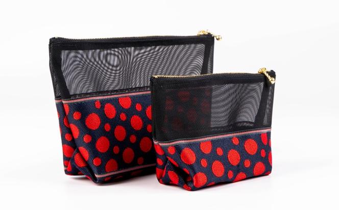 畳縁&メッシュポーチ(ドット赤濃紺) A
