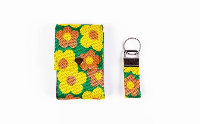 カードケース 小とキーホルダー 花柄(ジャバラ)