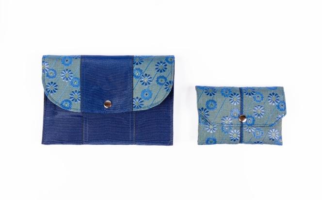 畳縁使用!! マルチケース大・小Cセット(花柄:青系色)