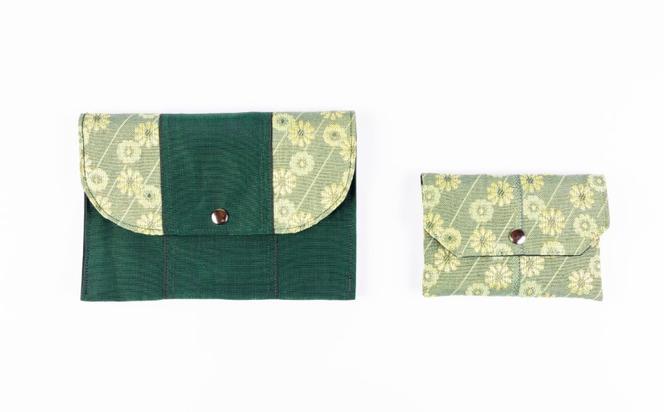 畳縁使用!! マルチケース大・小Eセット(花柄:緑系色)