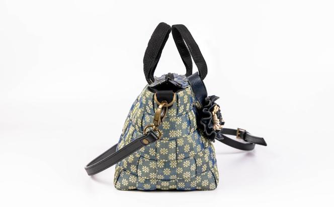 畳縁編込み ショルダーバック (ブルー小花)