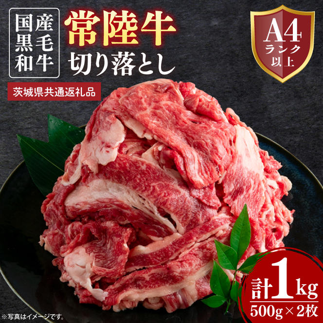 常陸牛切り落とし 約1kg（500g×2）【茨城県共通返礼品】│常陸牛 ひたち牛 牛肉 切り落とし 牛丼 すき焼き 茨城県 取手市（BN012）