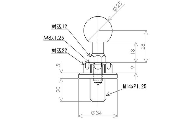 マルチマウントアームセットφ25-φ25　Yamaha（ヤマハ）YZF-R25，SR400（～00）他用 N-M14125-B25