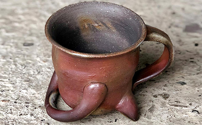 明光窯 ネコ の コーヒー カップ (1) 1個（ 備前焼 ）  陶器 猫 ねこ 食器 マグカップ 置物 インテリア 雑貨 日用品
