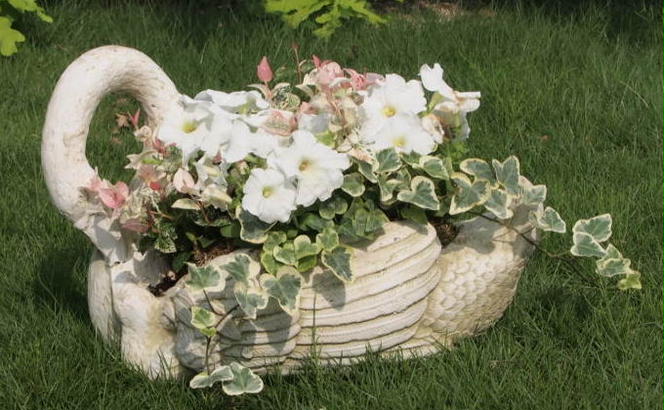 花 寄せ植え 季節のお花 白鳥型鉢 植物 ガーデン インテリア