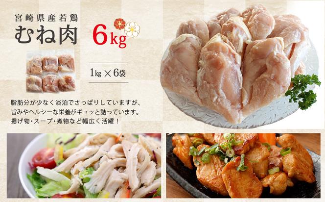 宮崎県産若鶏むね肉・凍結 合計6kg