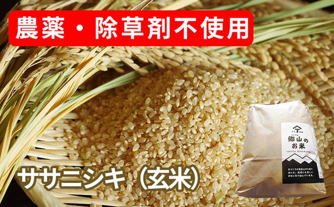 農薬・除草剤不使用で栽培したササニシキ「郷山のお米 20kg」（5kg×4袋 玄米）
