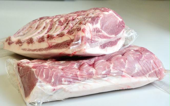 茨城県産 豚 ロース 3.8kg〜5kg ブロックを2分割でお届け お肉 ロース 豚ロース 真空パック う〜んまいから！くっちみ〜